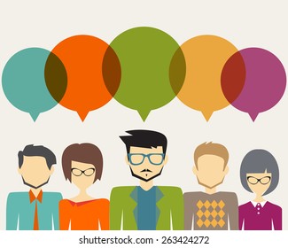 group of people with dialog speech bubbles