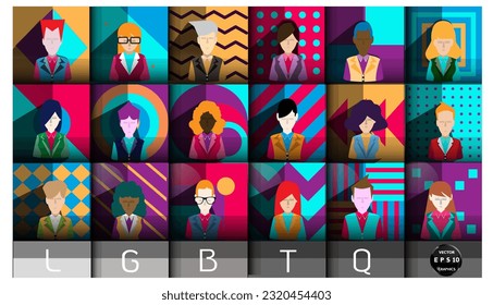 “LGBTQ” or a group of people of different genders. flat idea and concept think creativity modern  design  vector.