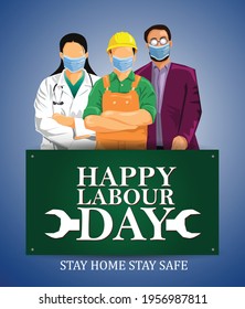 A Group Of People Of Different Professions. Doctor,business Man, Worker. Set Of Occupations. Labour Day On 1 May. Coronavirus, Covid-19 Concept. Vector Illustration.	