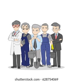  A group of people of different professions. Labor Day.  Vector illustration