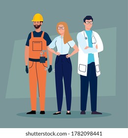 group of people of different professions vector illustration design