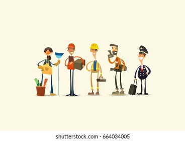 Group of people of different professions. Vector illustration. - Shutterstock ID 664034005