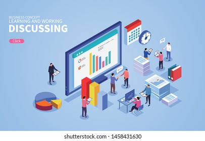 Group of people discussing data in the office