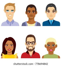 Group of people from diverse ethnicity men and women avatar collection