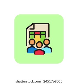 Group of people and document line icon. Team, paper, three. Cooperation concept. Can be used for topics like partnership, teamwork, agreement.