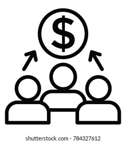 Group of people and a dollar sign symbolising them to be stakeholders