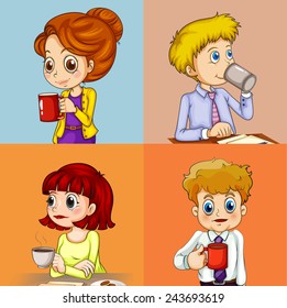A group of people drinking coffee