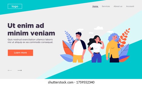 Group of people eating fast food outside. Takeaway drink, burger, snack flat vector illustration. Unhealthy habit, risk, lifestyle concept for banner, website design or landing web page