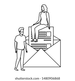 group of people with envelope characters