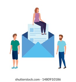 group of people with envelope characters