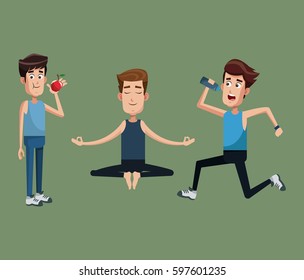 group people exercise healthy
