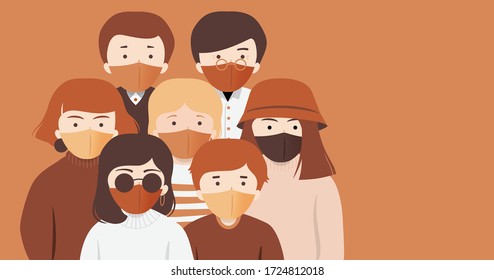 Grupo de personas con máscara facial