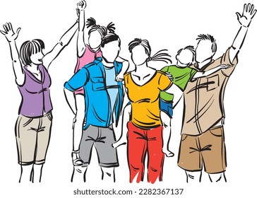 group of people family concept happy celebration vector illustration