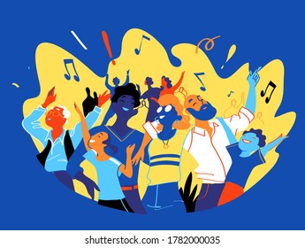 A Group Of People, Family, Friends Are Happy To Be Together And Celebrate A Special Event, Concert, Music Festival, Party, Show