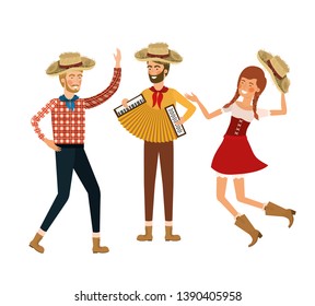 group of people farmers with musical instrument