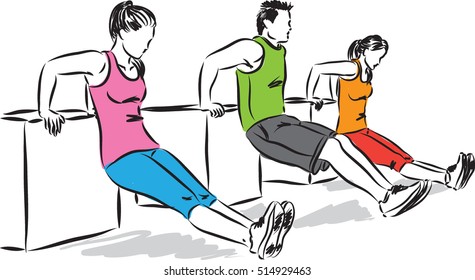 group of people fitness illustration