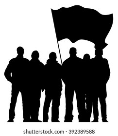 group of people with flag