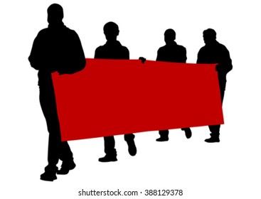 Group of people with flags on white background
