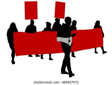 Group of people with flags on white background