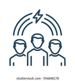 Group of people and Flash Light Sign vector icon in meaning Brainstorming and Team working