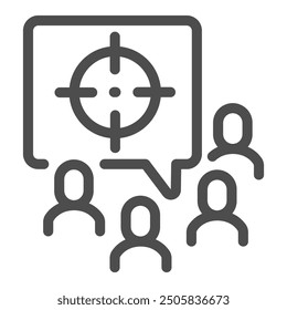 A group of people with focus point, targeted audience concept line icon
