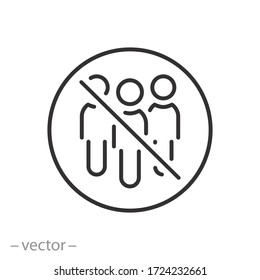 Group People Forbidden Icon Vector, No Crowd, Line Symbol On White Background