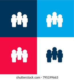 Group of people four color material and minimal icon logo set in red and blue