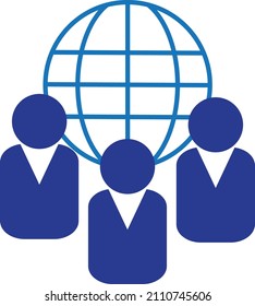 
A group of people in front of globe  concept of social media world 