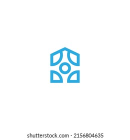 Group of people gathering in house logo icon, Team in the house logo template