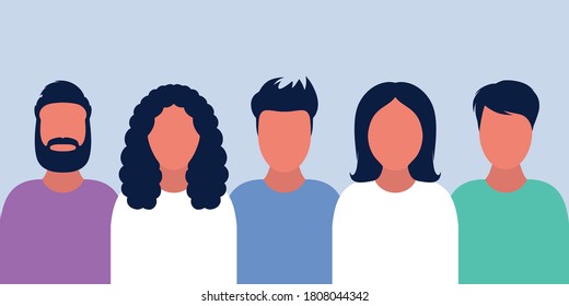 Group of people gathering together. Vector illustration in a flat style