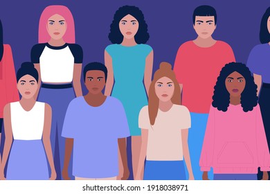 Group of people gathering together. Vector illustration in a flat style
