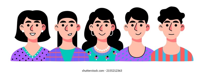 Grupo de personas reunidas. Ilustración vectorial en un estilo plano