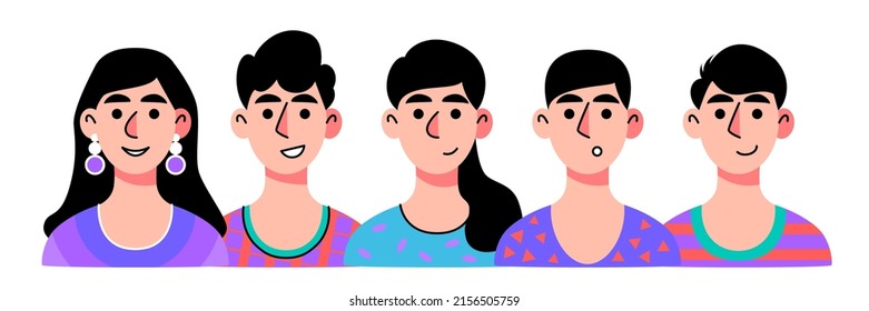 Grupo de personas reunidas. Ilustración vectorial en un estilo plano