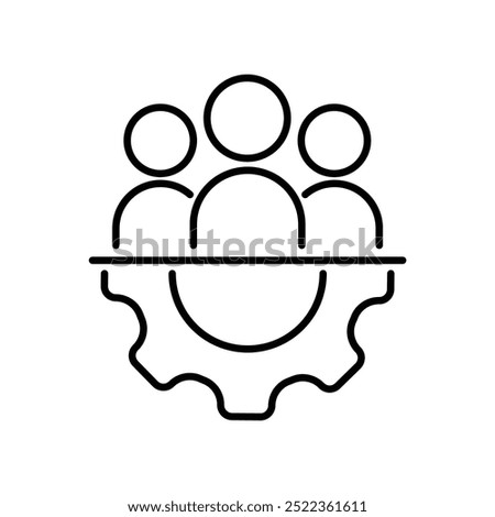 group people with gear global work icon vector design illustration isolated white background