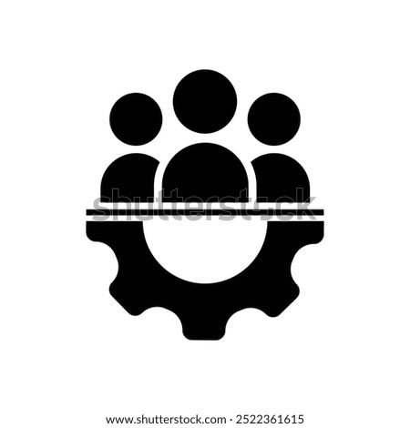 group people with gear global work icon black vector design illustration isolated white background