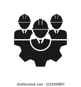 Group People With Gear Icon Vector Friendship Teamwork Sign. For Your Web Site Design