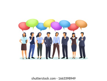 A group of people are getting to business, concept people chat. Vector illustration