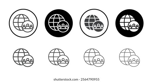 Group of people and globe icon simple vector symbol