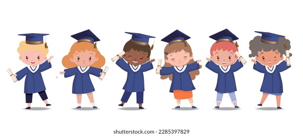 Group of people in graduation gowns holding diplomas