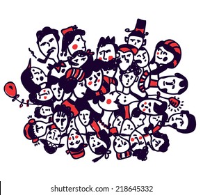 Group of people - graphic concept with hand drawn design
