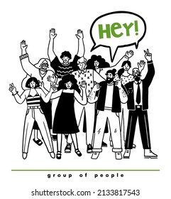 group of people greeting you