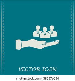 group of people and hand icon