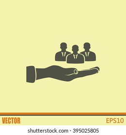 group of people and hand icon