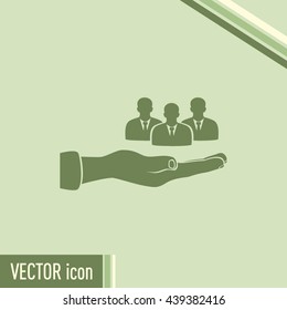 group of people and hand icon