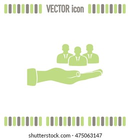 group of people and hand icon