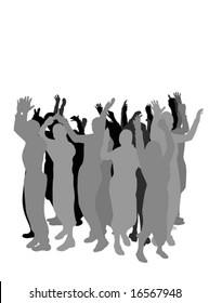 Group Of  People Hand Waving