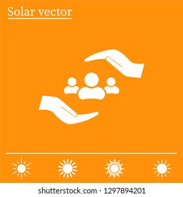 group of people and hand web icon. vector design