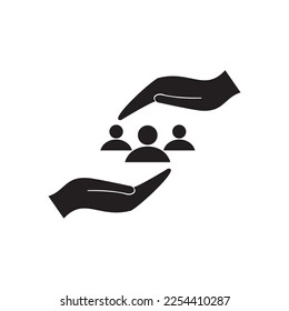 group of people and hand web icon symbol