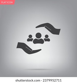 group of people and hand web icon. vector design