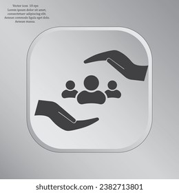 group of people and hand web icon. vector design